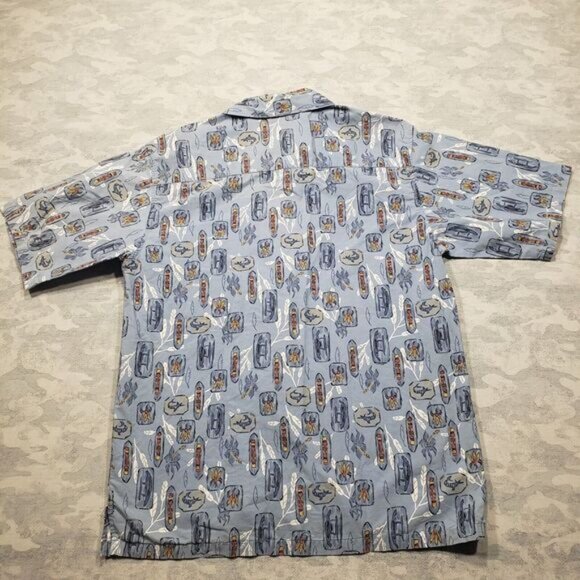 Ocean Pacific Sport Hawaiian‎ Shirt Mens Medium Blue Short Sleeve Button Aloha - Picture 6 of 10